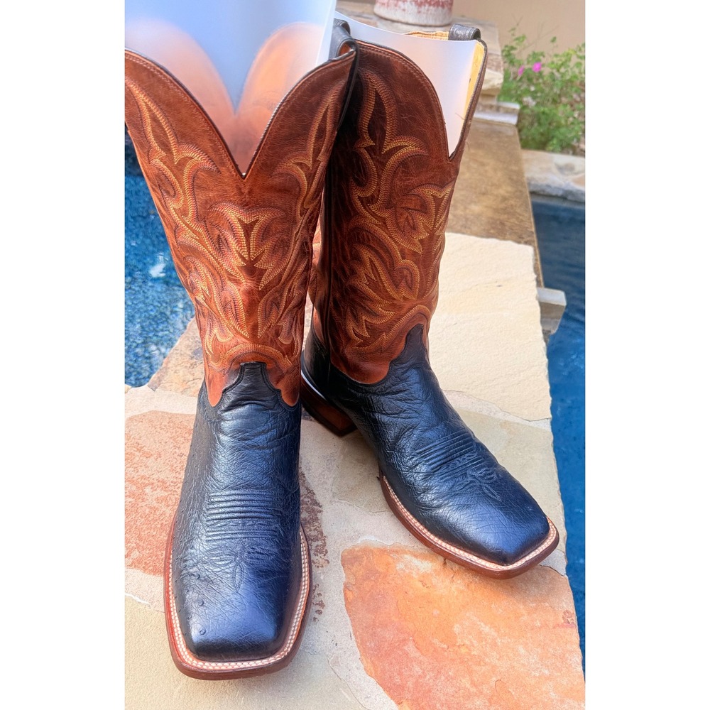 Justin Pascoe 5507 Smooth Ostrich Western Cowboy Boots Men's 13D USA (LB)